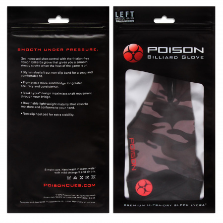 Бильярдная перчатка Poison Camo зеленая (S, M, L, XL)